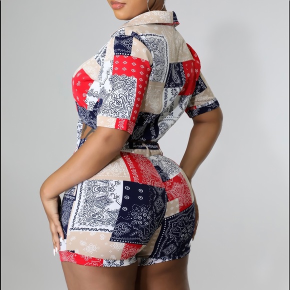 Red & Navy shorts set - Picture 3 of 5